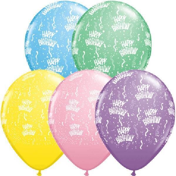 Latex Balloon-Birthday A Round Pastel Assortment-1pkg-11&quot;