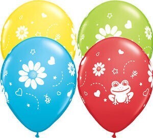Latex Balloon-Frogs &amp; Daisies Assortment-1pkg-11&quot;
