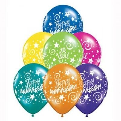 Latex Balloon-Anniversary Stars &amp; Swirls Assortment-1pkg-11&quot;