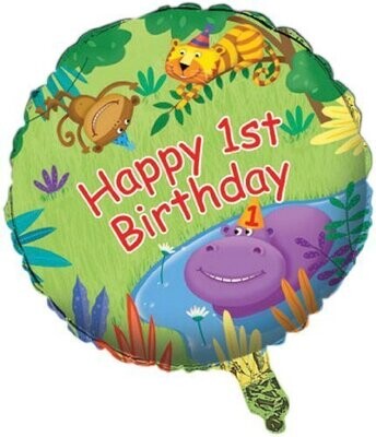 Foil Balloon - Jungle Buddies 1st Birthday - 18&quot;