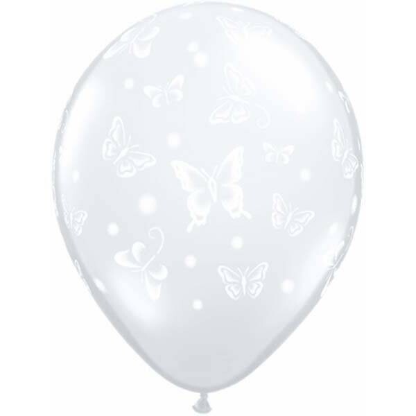 Latex Balloon-Butterflies A Round Diamond Clear-1pkg-11&quot;