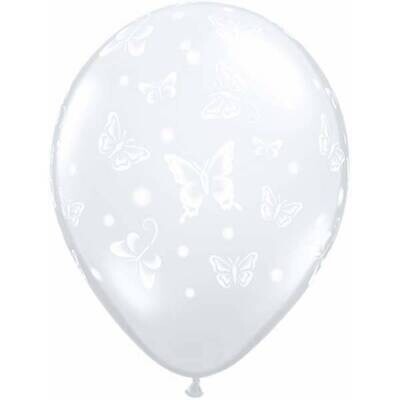 Latex Balloon-Butterflies A Round Diamond Clear-1pkg-11&quot;