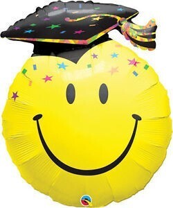 Foil Balloon - Graduation Smiley Face