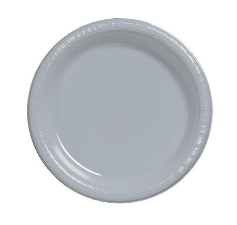 Plastic BEV Plates Shimmering Silver 7&quot; 20pk