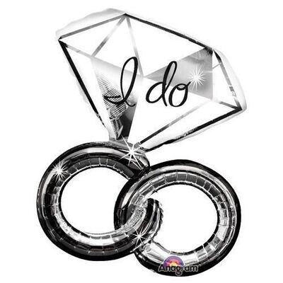 Foil Balloon-Supershape-&quot;I Do&quot; Double Rings-Silver