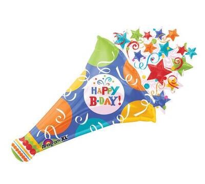 Foil Balloon - Happy Birthday Horn - 35&quot;x40&quot;
