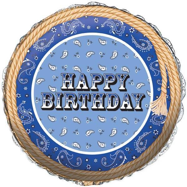 Foil Balloon - Blue Bandana Cowboy Birthday - 18&quot;