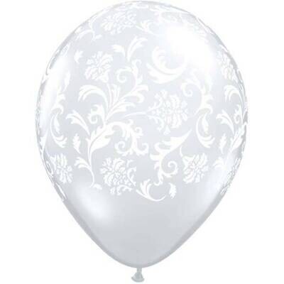 Latex Balloon-Damask Print Diamond Clear-1pkg-11&quot;