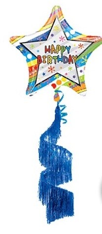 Foil Balloon - Airwalker -Happy Birthday Wavy Patterns - 70&quot;