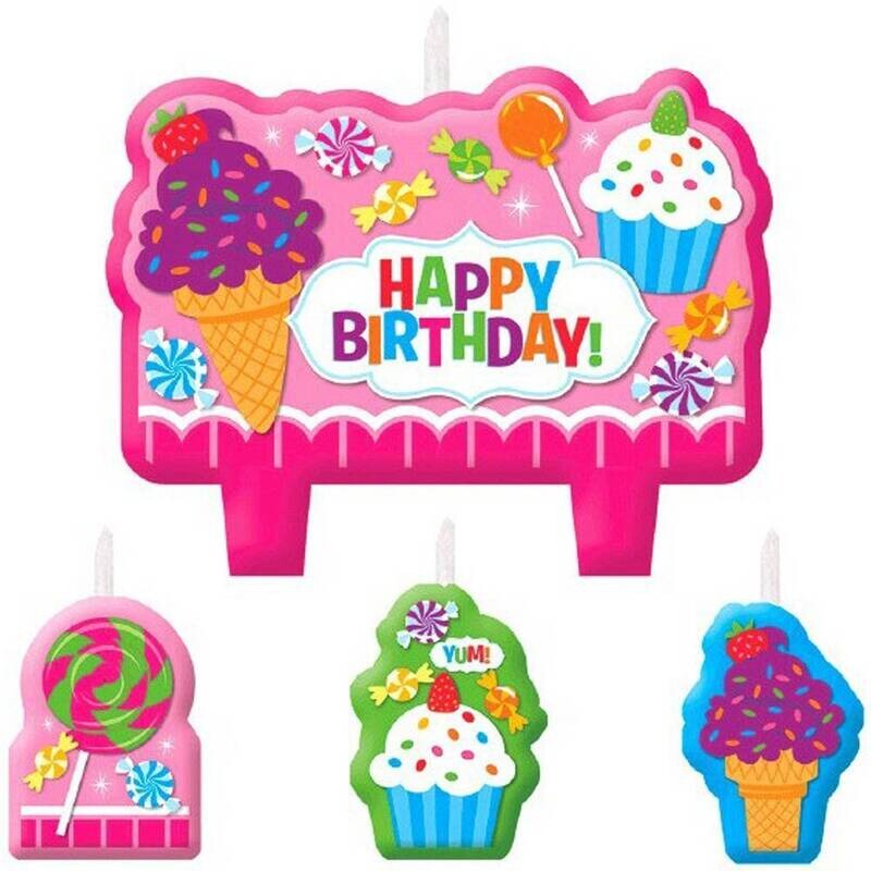 Candle Set-Sweet Shop Happy Birthday-4pkg