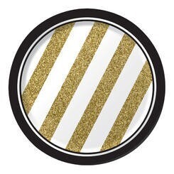 Beverage Plates-Black&amp;Gold-8pk-Paper - Discontinued