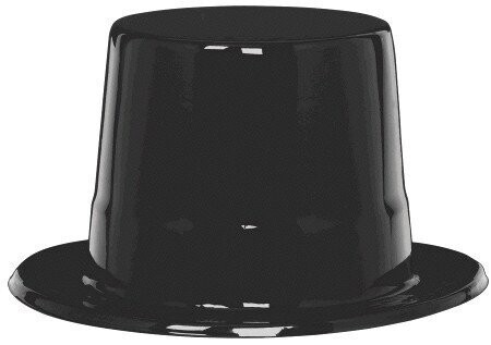Black Plastic Top Hat-1pk