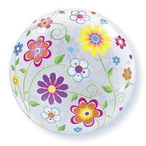 Plastic Bubble Balloon-Spring Flowers-1pkg-22"
