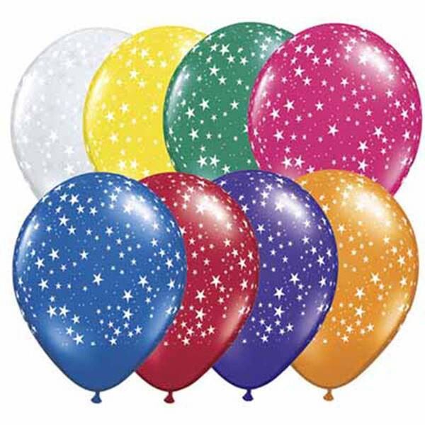 Latex Balloon-Stars A Round Assortment-1pkg-11&quot;