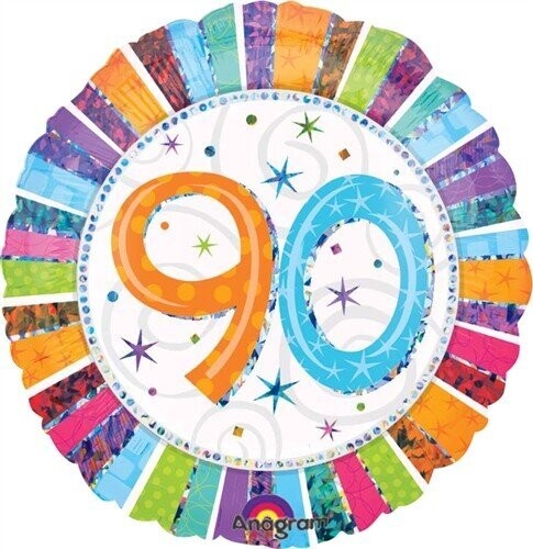Foil Balloon - 90 Radiant Birthday - 18&quot;