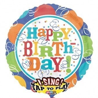 Foil Balloon- Singing - Colorful Happy Birthday - 28&quot;