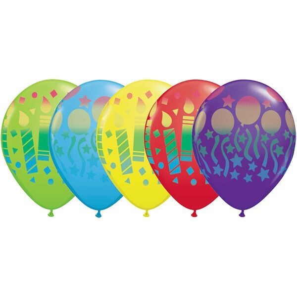 Latex Balloon-Assorted Birthday Sprays-1pkg-11&quot;