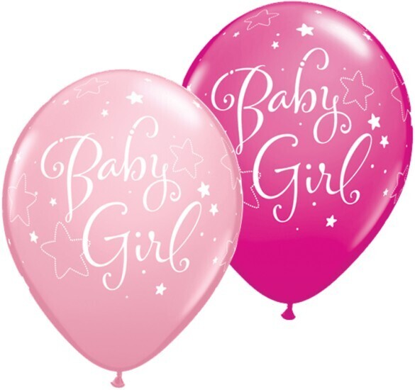 Latex Balloon-Baby Girl Stars Assortment-1pkg-11&quot;