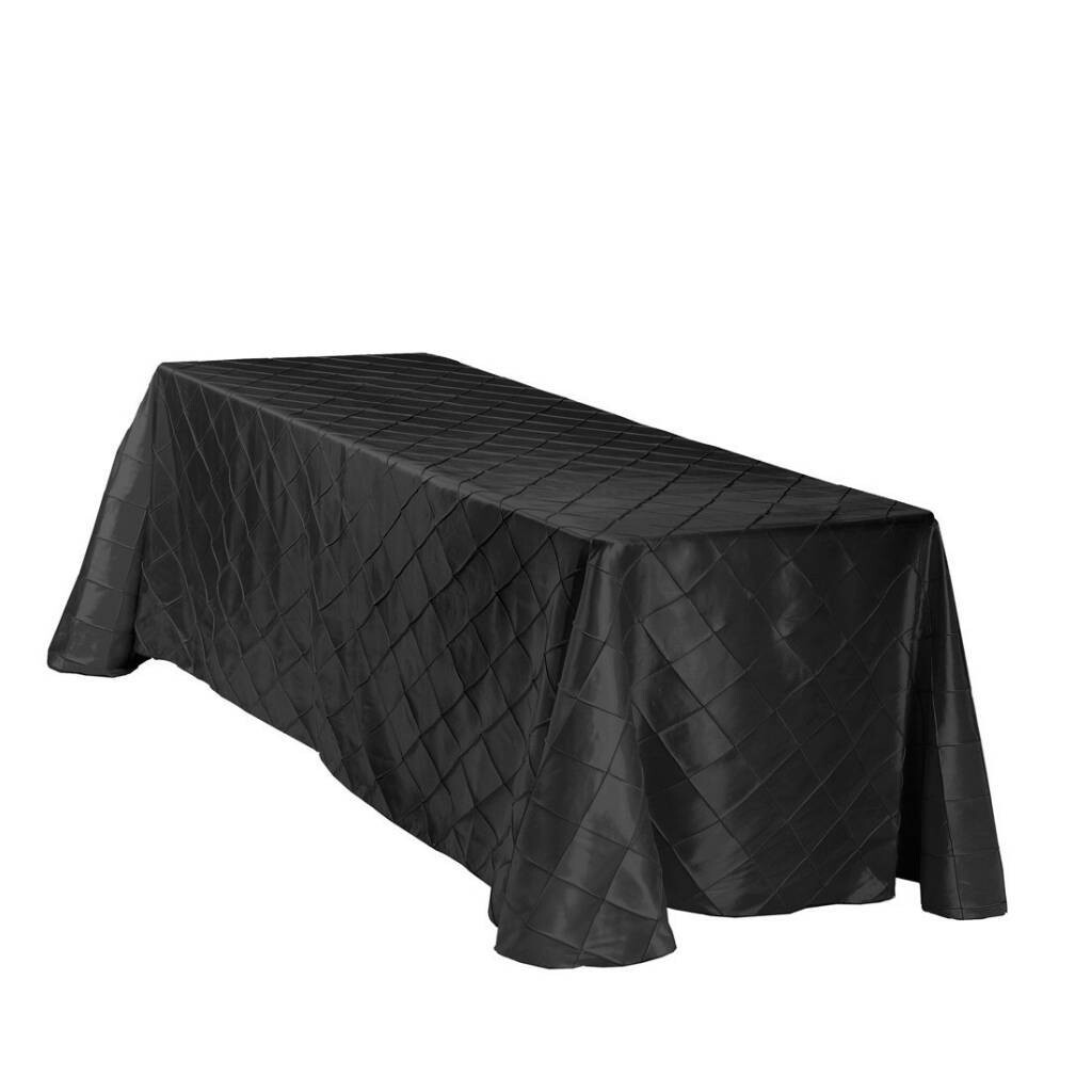 Rental-Rectangular table Cloth-Pintuck Black-90&#39;&#39;x156&#39;&#39;-1Day