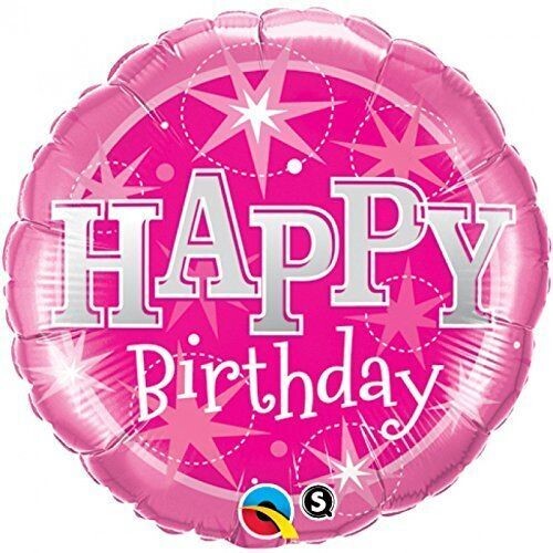 Foil Balloon - Happy Birthday Pink Sparkle - 18&quot;