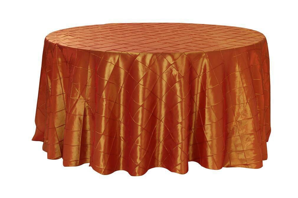 Rental-Round table Cloth-Pintuck Burnt Orange-120&#39;&#39;-1Day