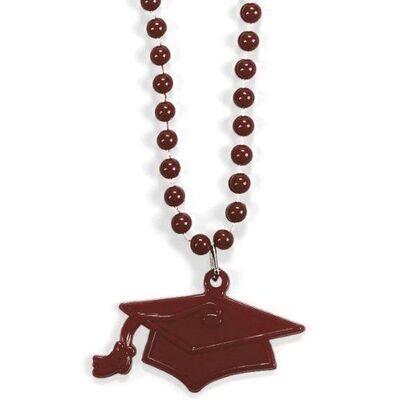 Bead Necklace-Burgundy Graduation Hat-33''-4pk (Seasonal)