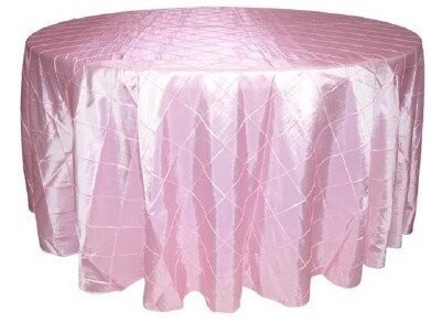 Rental-Round table Cloth-Pintuck Soft Pink-120&#39;&#39;-1Day