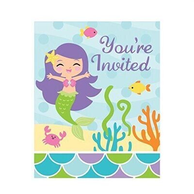 Invitations-Mermaid Friends-8pkg-5&quot;x4&quot;