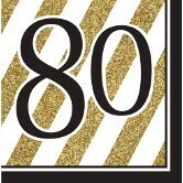 Napkins - LN - 80 Black &amp; Gold - 16pkg - 2ply