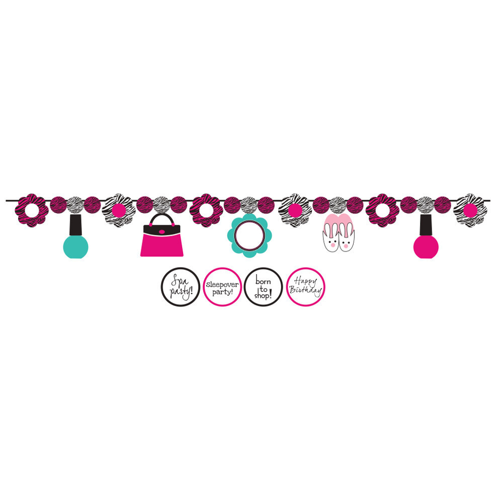 Banner-Ribbon-Customizable-Pink Zebra-1pkg-5.5ft