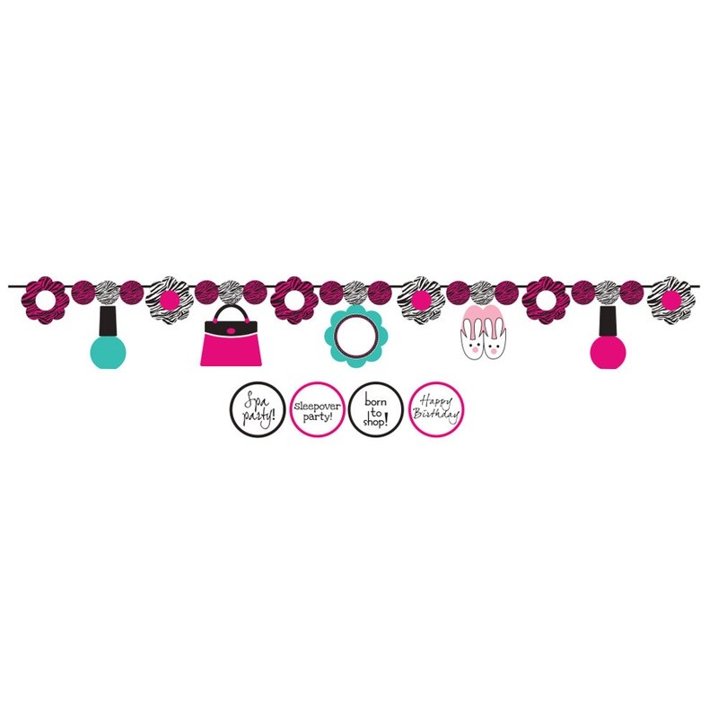 Banner-Ribbon-Customizable-Pink Zebra-1pkg-5.5ft