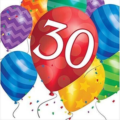 Luncheon Napkins- 30th Birthday Balloon Blast - 16pk - 2ply