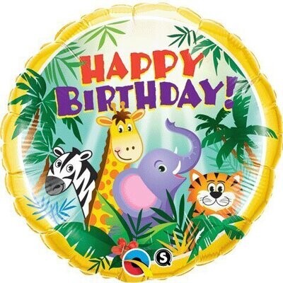 Foil Balloon - Happy Birthday Jungle Friends - 18&quot;