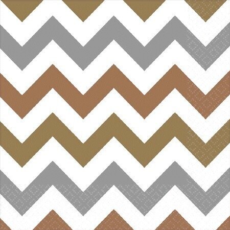 Luncheon Napkins-Gold/Silver/Bronze Chevron