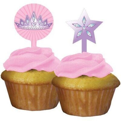 Cupcake Topper-Princess Party-2&#39;&#39;-12pk