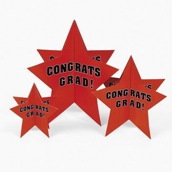 Centerpiece Set-Orange Congrats Graduation Star-3pk (Seasonal)