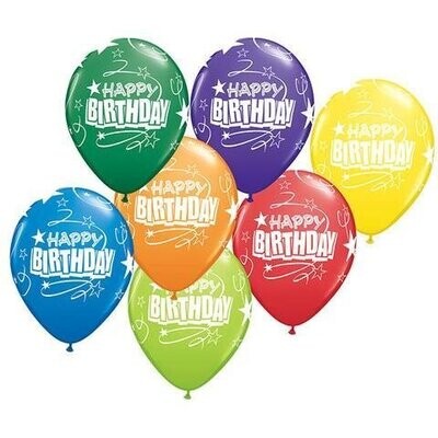 Latex Balloons - Birthday Loops &amp; Stars - 11&quot;