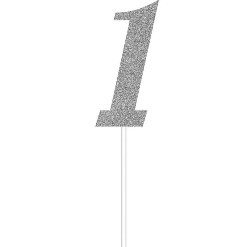 Cake Topper - Silver Glitter # 1