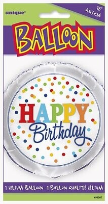 Foil Balloon - Happy Birthday Dots - 18&quot;