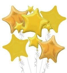 Foil Balloon Bouquet - Star Balloon Gold - 5 balloons Foil Balloon Bouquet - Star Balloon Gold - 5 balloons