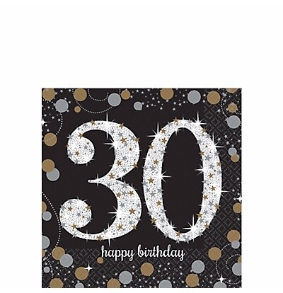 Napkins - BEV - 30th Happy Birthday -2ply -16pk