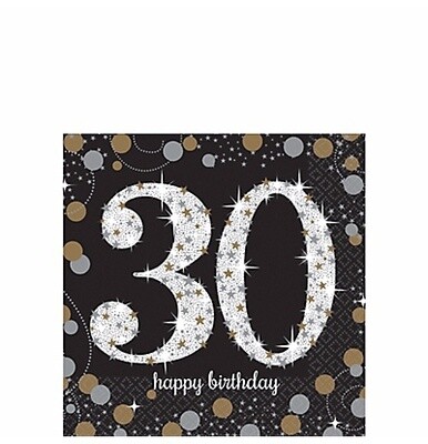Napkins - BEV - 30th Happy Birthday -2ply -16pk