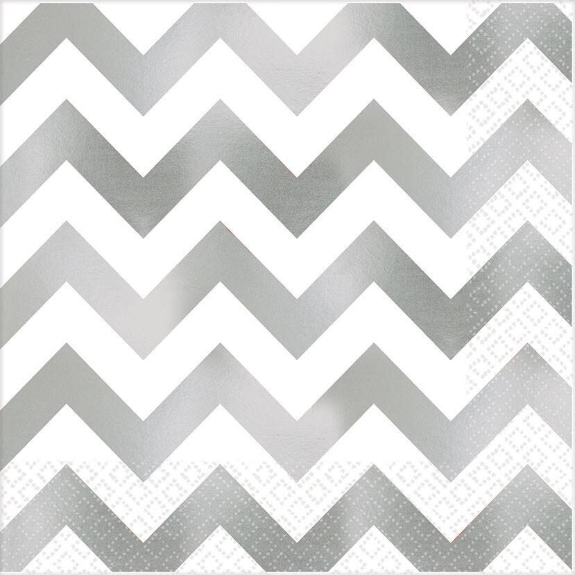 Napkins-LN-Metallic Silver Chevron-16pk