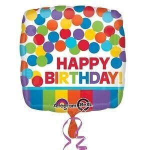 Foil Balloon-Primary Rainbow Birthday - 18&quot; - 1pc