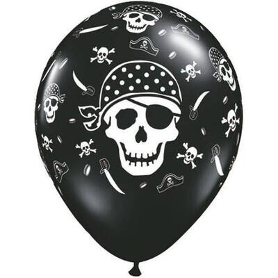 Latex Balloon-Pirate Skull &amp; Cross Bones-1pkg-11&quot;