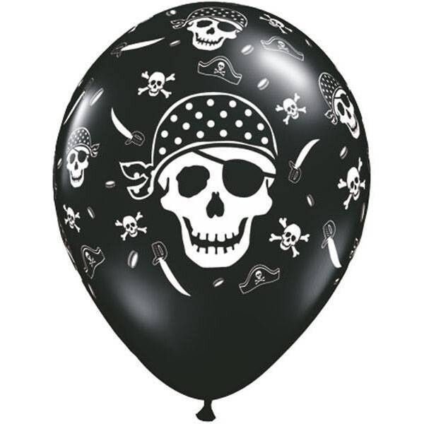 Latex Balloon-Pirate Skull &amp; Cross Bones-1pkg-11&quot;