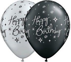 Latex Balloon-Birthday Elegant Sparkles &amp; Swirls-1pkg-11&quot;