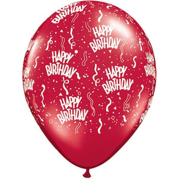 Latex Balloon-Birthday A Round Ruby Red-1pkg-11&quot;
