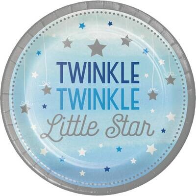 Luncheon Paper Plates-Twinkle Little Star Blue-8pk-9&quot;