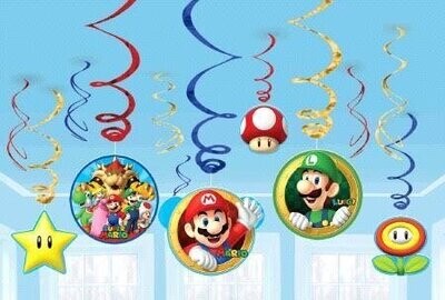 Swirl Decorations-Super Mario-12pk